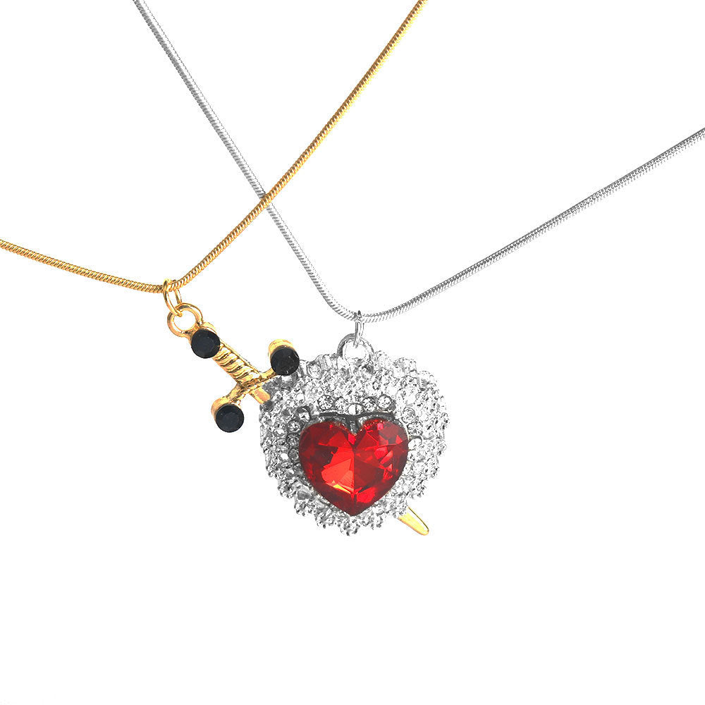 Creative Fashion Heart-shaped Pendant Diamond-embedded Love Necklace